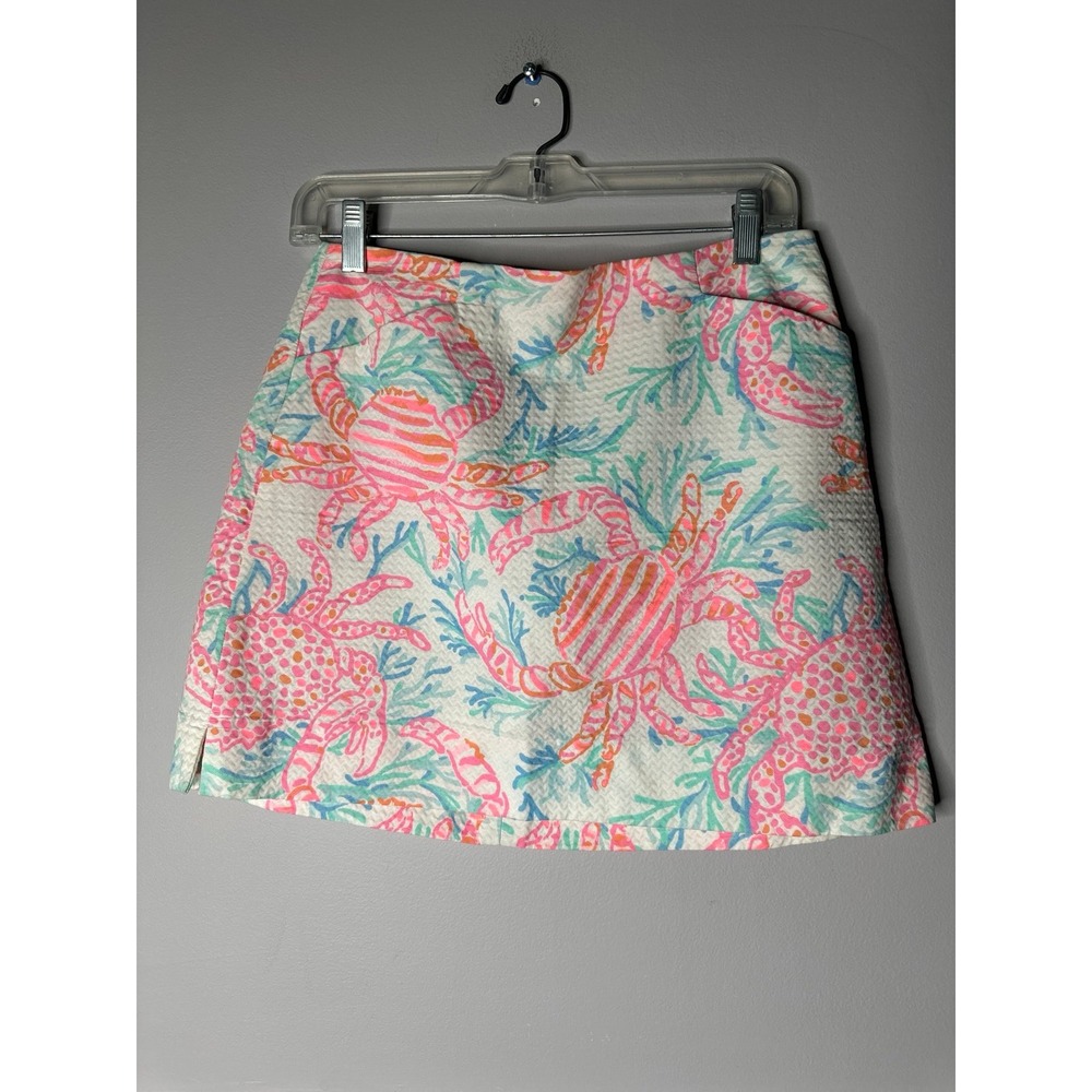 Lilly Pulitzer Marigold Skort "Getting Steamy" Crab Nautical Pink Sz 2 Mini